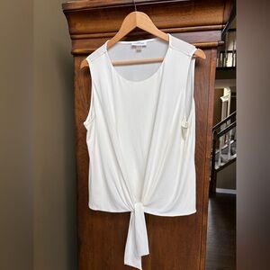 Calvin Klein Off White Sleeveless Tie Top 1X